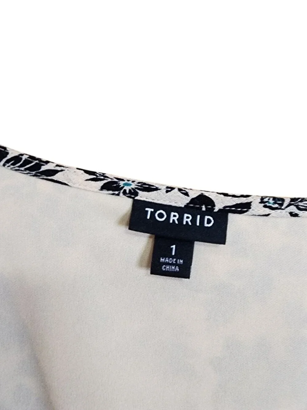 Torrid Mini Gauze Lace-Up Floral Skater V Neck Dress Beige 1 1X 14 16 NWOT - Picture 7 of 7
